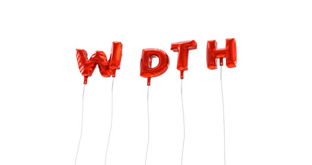 WIDTH - word made from red foil balloons - 3D rendered.  Can be used for an online banner ad or a print postcard.
