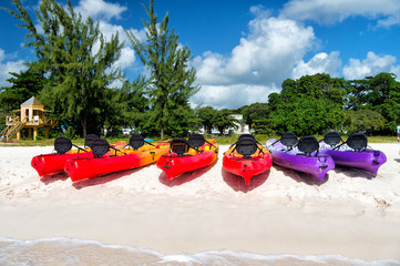 colorful boats on beach