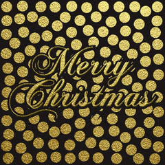 Merry Christmas gold glittering lettering design. Vector illustration