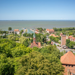 Naklejka premium Frombork's small port on the Vistula Lagoon