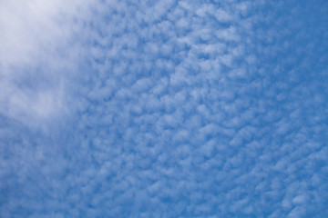 White clouds on a blue sky. Selective focus