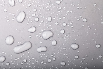 Drops of water on a color background. Gray