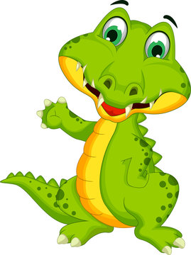 funny crocodile cartoon posing