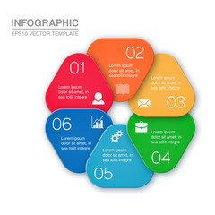Vector infographic template, circular diagram, 6 options