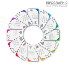 Vector infographic template, circular diagram, 12 options