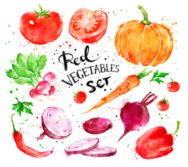 Set of red vegetables