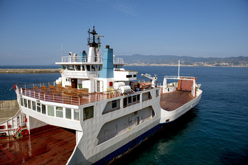 Ferryboat ready to leave Villa San Giovanni Strait of Sicily