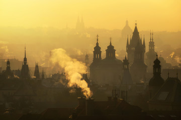 Foggy morning during sunrise, Prague, Czech republic - 124719395