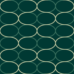 Abstract geometric seamless pattern. Trendy textile or interior wallpaper repeatable texture. Tony natural light beige and green "emerald" color shades. Waves shapes background.