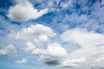 Blue sky background with white clouds in summer