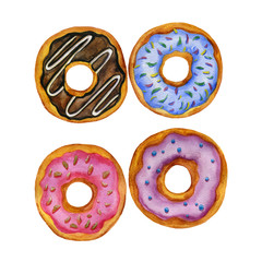 donuts drawing in watercolor