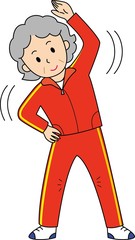 体操するおばあさん