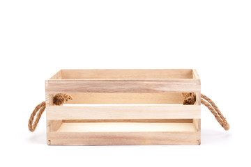 Beautiful wooden box isolated on white background.
