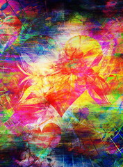 Fototapeta na wymiar beautiful multicolor collage of hearts flying in space.
