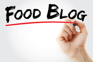 Hand writing Food blog with marker, concept background