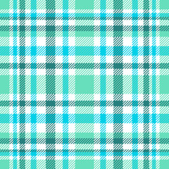 Seamless tartan plaid pattern. Dark green, aqua, blue and white check. Traditional textile plaid checkered texture. Modern colors version of seamless Scottish plaid backgrounds. 