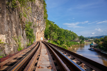 Fototapeta na wymiar View of nature and Railroad tracks