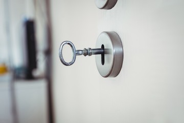 Fototapeta premium Close-up of key on door