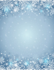 Grey background with  frame of snowflakes and stars,  vector