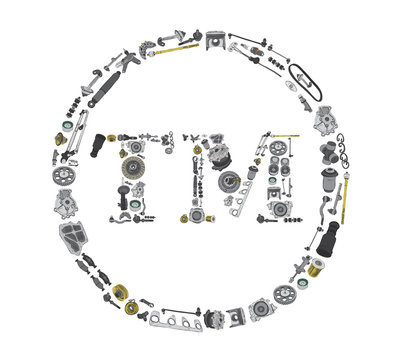 Many auto parts isolated in Trade Mark icone