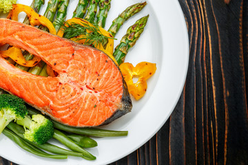 Crispy roasted salmon steak