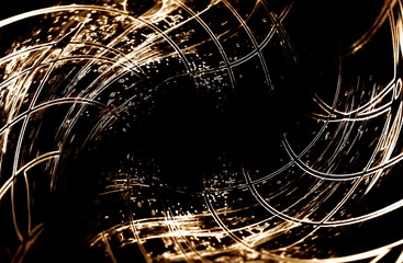 abstract wavy linear network comming out from dark background. Lines with music notes.