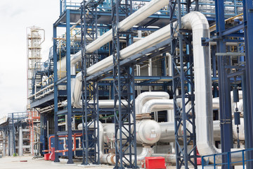 pipelines and destillation tanks of an oil-refinery plant