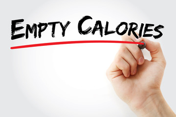 Hand writing Empty calories with marker, concept background
