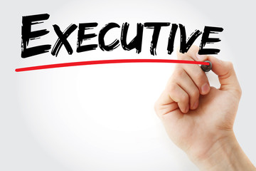 Hand writing Executive with marker, concept background