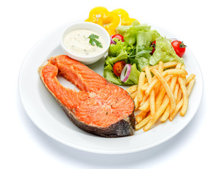 Crispy roasted salmon steak