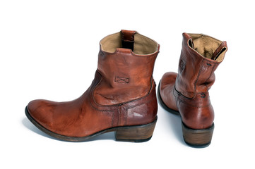 Pair of brown leather cowboy boots