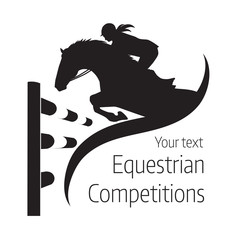 Equestrian competitions - vector illustration of horse - logo