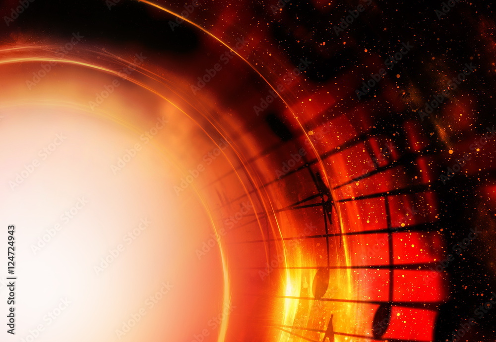 Poster music notes in space with stars. abstract color background. music concept. copy space.