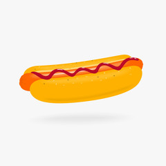 Hot Dog with ketchup vector illustration