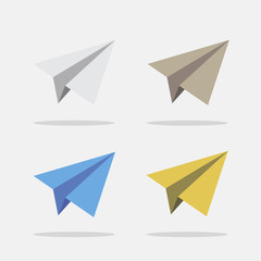 Fototapeta na wymiar Paper Plane Icons Set in Vector