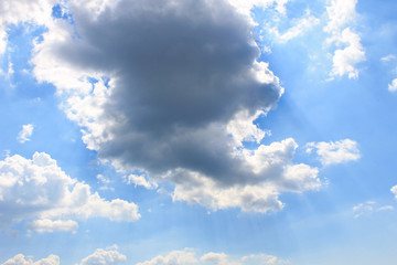 Rain clouds in blue sky