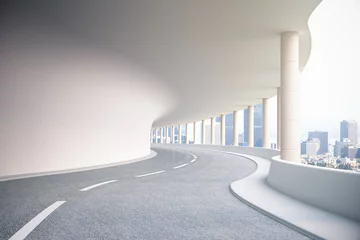 Foto auf Acrylglas Tunnel Straßentunnel mit Stadtblick