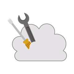 white cloud shape with repair tools icon. isolated design. vector illustration