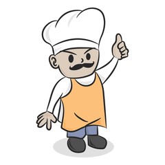 Flat Chef Giving His Thumb Illustration