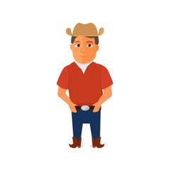 Cartoon Cowboy character on white background. Vector