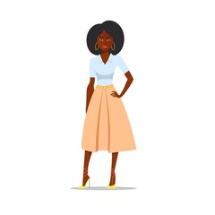 Cartoon African american woman with afro. Vector