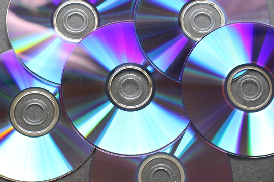 Closeup of a stack compact discs