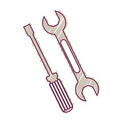 wrench and screwdriver repair tools icon over white background. draw design. vector illustration