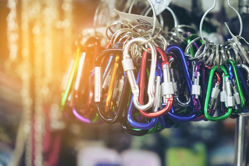 colorful key chain in market lighting effect background use - 124728127