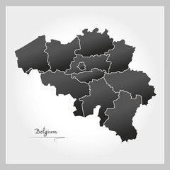 Belgium map artwork black and white illustration