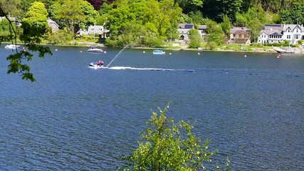 Loch Earn, Scotland, UK. May 29th 2016. Speed boats enjoying the summer sunshine on Loch Earn, Scotland, UK