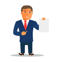 Businessman Cartoon Character in Blue Suit. Vector