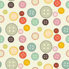 Buttons - Retro Seamless Flat Design Background - Pattern