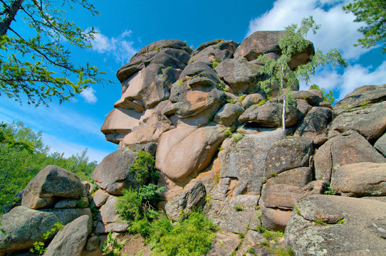 Rock formations in the Stolby reserve in of vicinities of Krasnoyarsk
