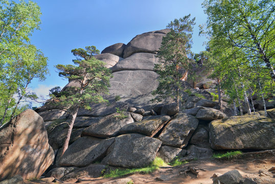 Rock formations in the Stolby reserve in of vicinities of Krasnoyarsk
